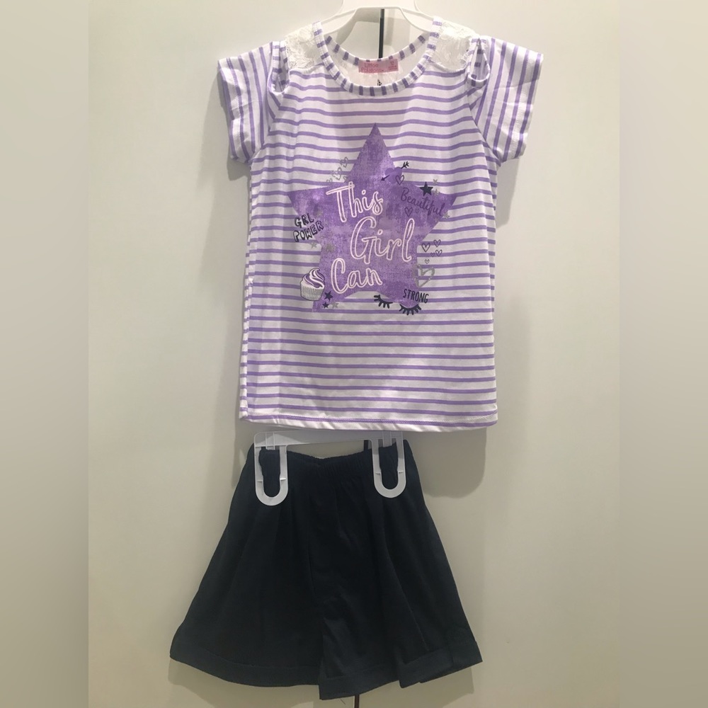 Little Girls Off Shoulder Tops Short 2 Pieces Party Summer Clothing Short Set